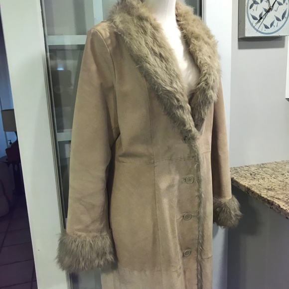 Wilsons Leather Maxima Penny Lane leather faux fur boho Y2K LONG Coat - Picture 7 of 16